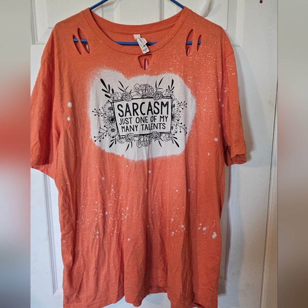 Bella Canvas Coral Tee with Distressed Design